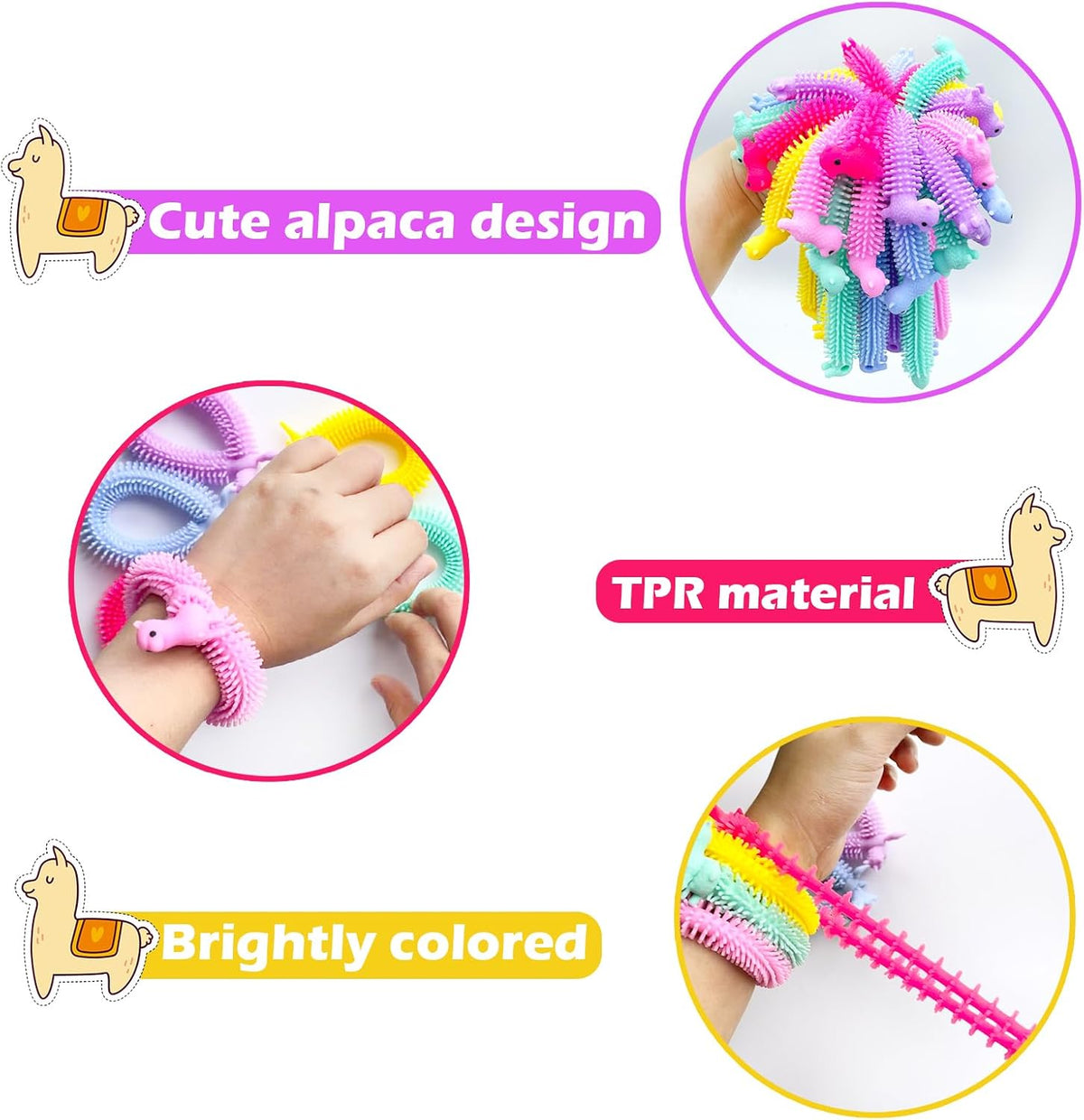 30 PCS Stretchy Fidget Toy, Sensory Fidget Worm Stretch Toys - Alpaca - image 3