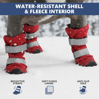 Spark Paws Dog Winter Boots, Waterproof Snow Booties - Red / Size 8: 3"x3.6"(W*L) (Pack of 4) - image 4