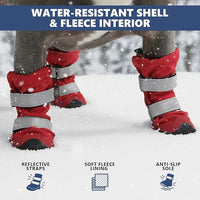 Spark Paws Dog Shoes, Waterproof Dog Boots for Medium to Large Dogs, Non Slip, Breathable Dog Booties and Paw Protectors - 4PCS Doggie Hiking Boots with Reflective Straps - Red, Size 2