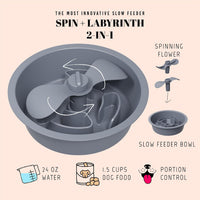 AVERYDAY Slow Feeder Dog Bowls for Large Breed - Petal Feeder Grey / 1.5 Cup - Fit 6.4-6.7'' Feeder Holes - image 2