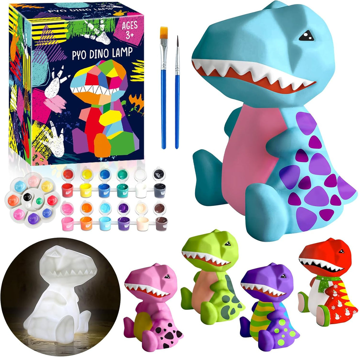 FUNZBO 4.3in Paint Your Own Dinosaur Lamp Kit - Dinosaur