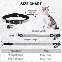 Rhinestone Cat Collar Breakaway, Bling Sparkly Diamond - Black / 7"-9" For Cats - image 4