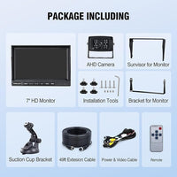 7-inch AHD1080P Wired RV Backup Camera System, IP69k Waterproof IR Night Vision Reversing Camera, Vibration-Proof 20G for Trailer/Tractors/Truck/Excavator/Caravan/Skid Steer/Heavy Equipment