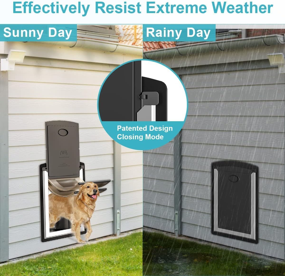 ClawJaw Small Exterior Wall Steel Cat Door for Wall – Essentials for Cats - Black / Large - image 3