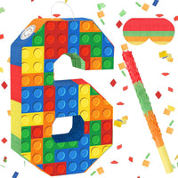 Lemicin 15.75 inch blue pinata stick kit with blindfold, rope and confetti - view 7