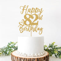Happy 83rd Birthday Cake Topper - happy 82nd birthday / Gold Glitter - image 2