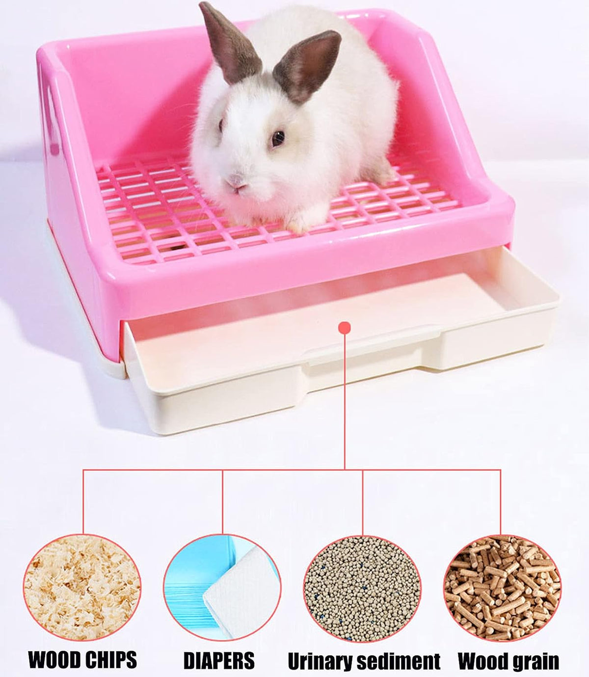 kathson Rabbit Litter Box Trainer Small Animal Potty Corner Toilet - Pink - image 3
