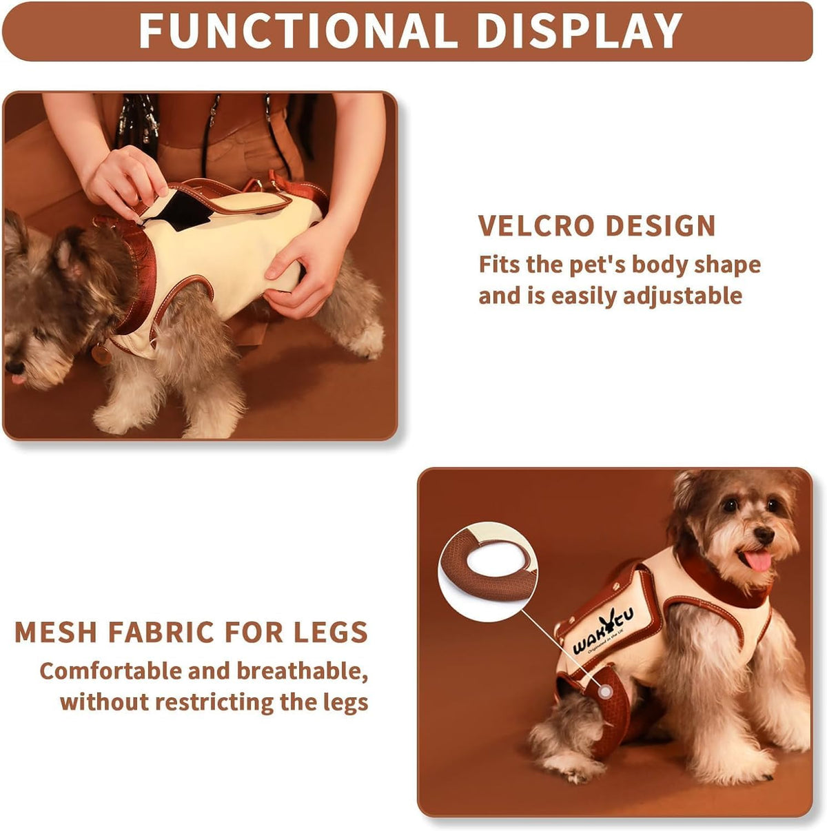 Wakytu Dog Lift Harness Dog Carrier Sling for Small Dogs & Cats - Small(4-8 LBS) / 1.0 White - image 4