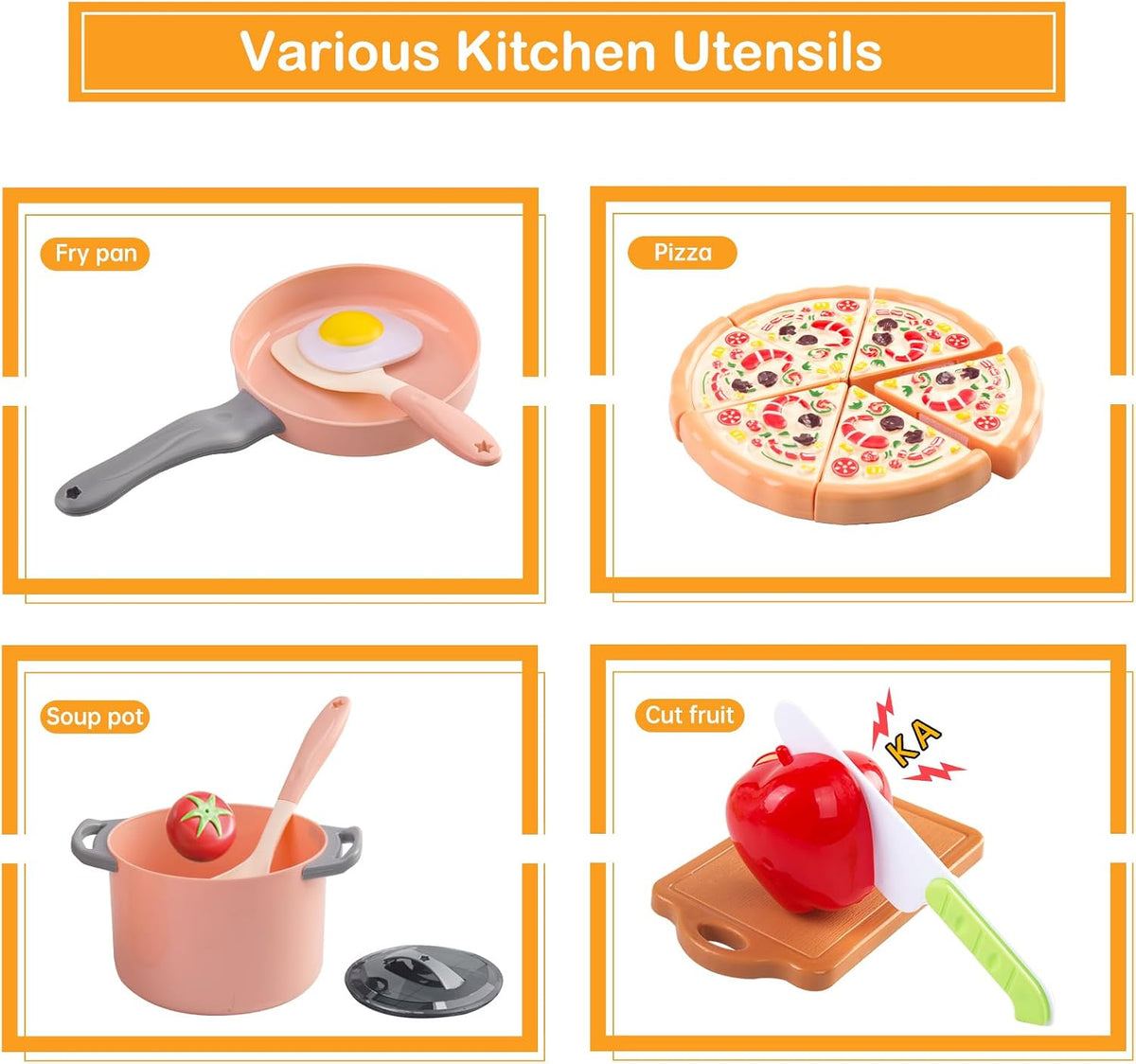 35Pcs Kids Kitchen Toy Accessories - Pink / 150Pcs - image 4