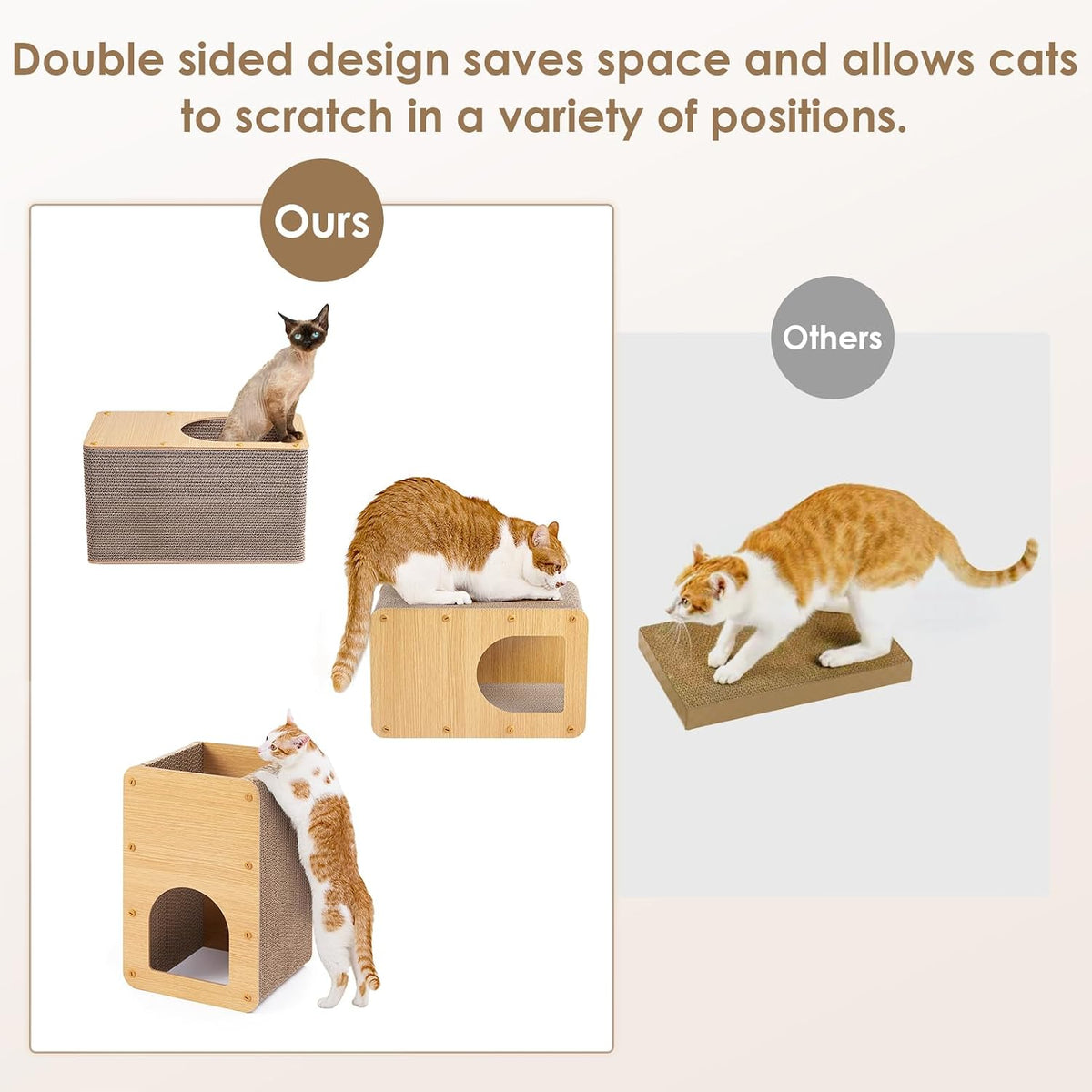 EHEYCIGA Cardboard Cat Scratcher House - 17x9.5x10.5inch / Brown - image 4