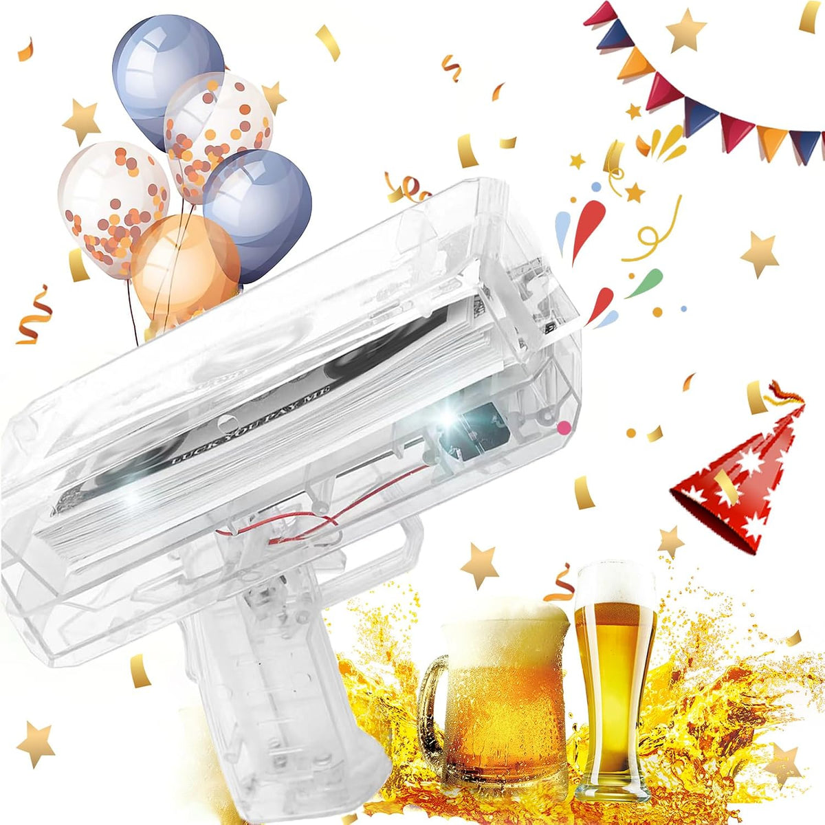 trassi transparent money gun toy shooting copy bills for party celebrations