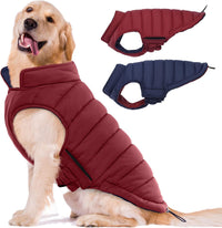 Lelepet Reversible Dog Coat Windproof Dog Jacket Lightweight Puffer - Large / Wine Red