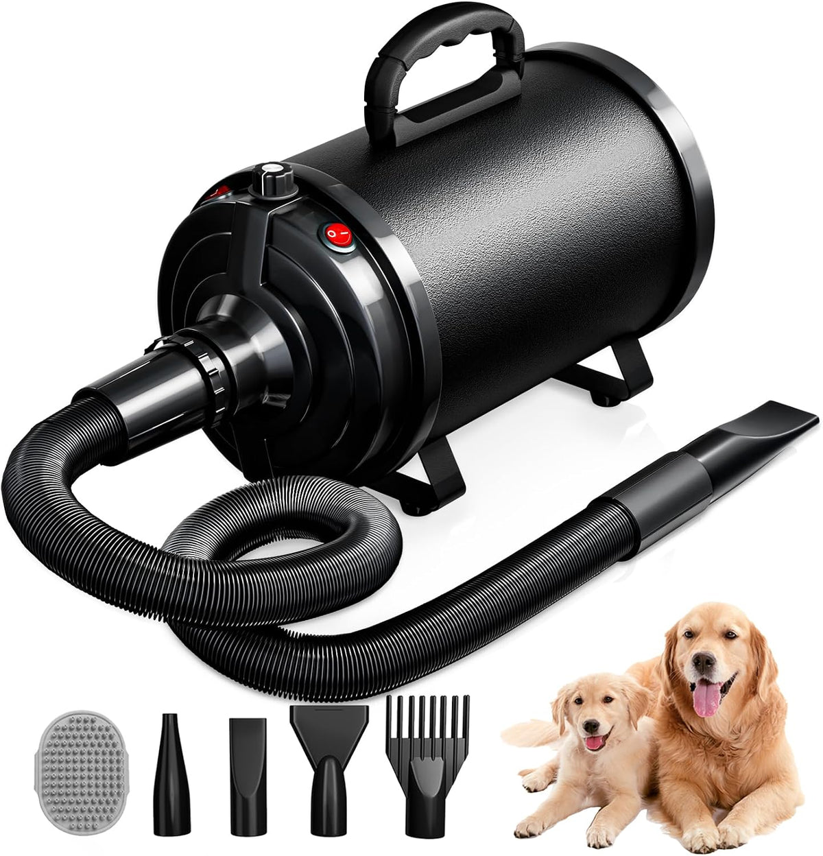 Dog Hair Dryer, High Velocity Pet Blower Grooming Dryer - Black