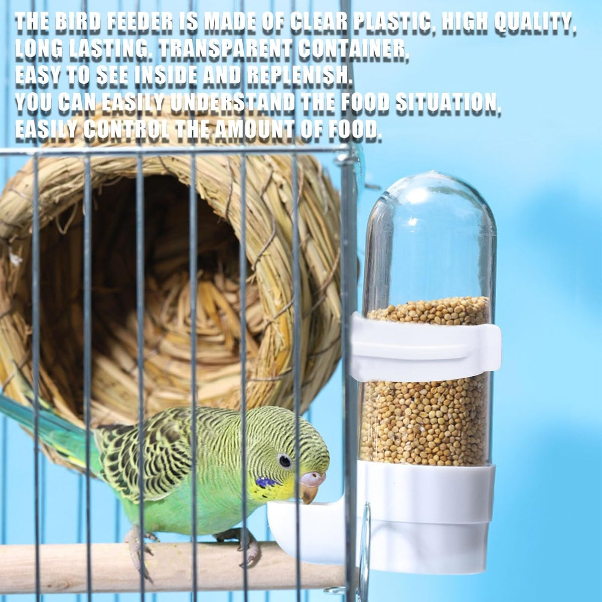 Automatic Bird Feeder and Water Dispenser, Budgie, Lovebirds - White 90ml - image 4