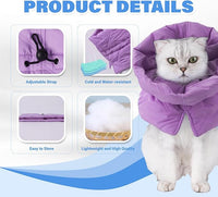 Cat Recovery Collar, Soft Adjustable Cone for Cats and Kittens, Lightweight Waterproof Elizabethan Collar for After-Surgery Care, Prevent Licking and Scratching, Neck Protector for Pets（Purple,S）