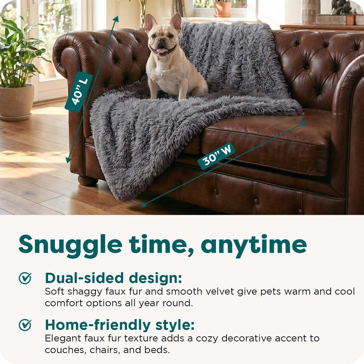 Furhaven Waterproof Throw Blanket for Dogs & Indoor Cats - Gray / Medium - image 3