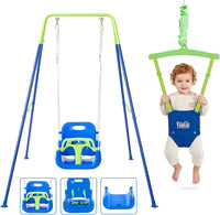 FUNLIO 2 in 1 Baby Jumper and Swing with 4 Sandbags - Blue+green