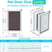3-Flap Never Rust Extra Large Dog Door for Doors with Sliding Lock - Large / For Door - image 3