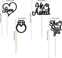 Gyufise He Asked She Said Yes Cupcake Toppers Gold Glitter Diamond - Black - image 2
