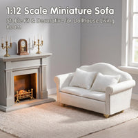 Cutemini white 1/12 scale dollhouse loveseat couch with pillows - view 11