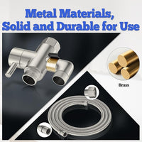 Dog Shower Attachment Metal, YDmeet Pet Shower Attachment for Fast and Clean Pet Bathing and Dog Washing, Brass Shower diverter, Adjustable Pet Shower Sprayer, 8 ft Hose and Shower Holder, Brushed