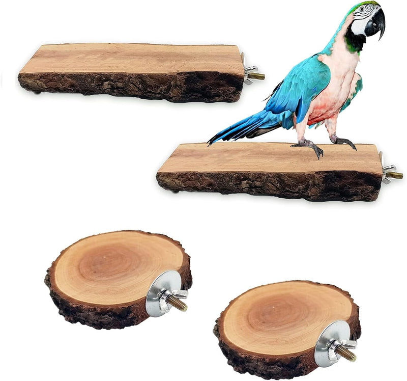 3PCS 2.5-3.7In Natural Bird Perches for Cage Wooden Parakeet Stand - 3.5x2+5.9x2in / 4