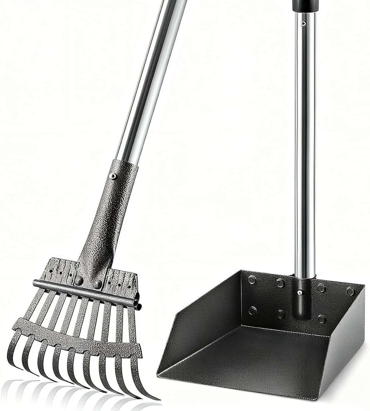 Pooper Scooper, Long Handle Dog Poop Scooper for Medium Small Dogs – Essentials for Dogs - Silver / Medium
