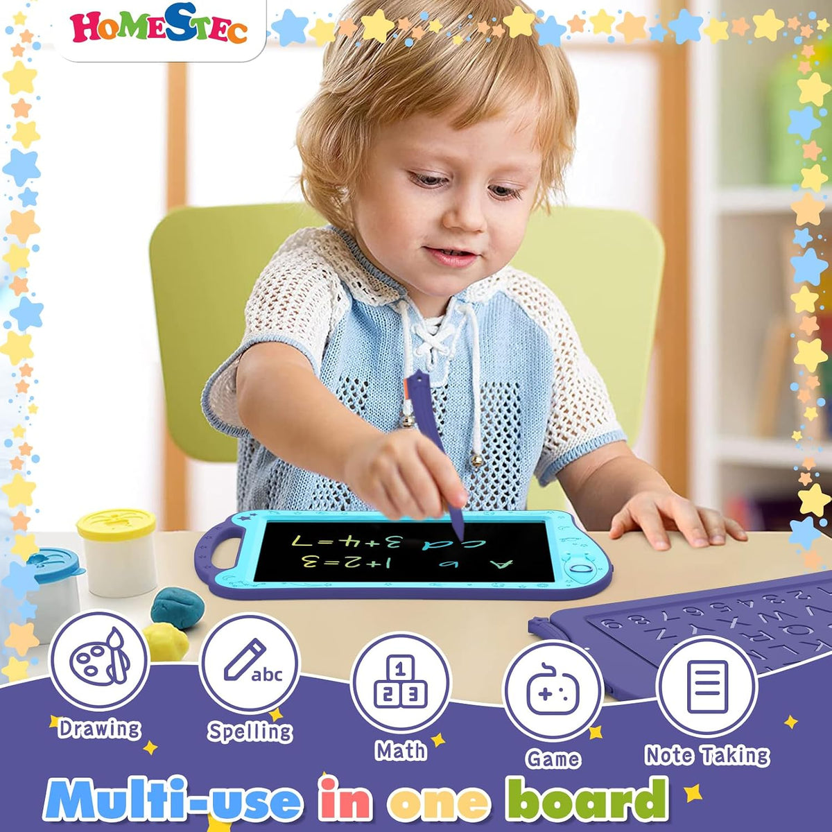 Astrodraw Drawing Pad, LCD Writing Tablet for Kids - Pink+aqua - image 3