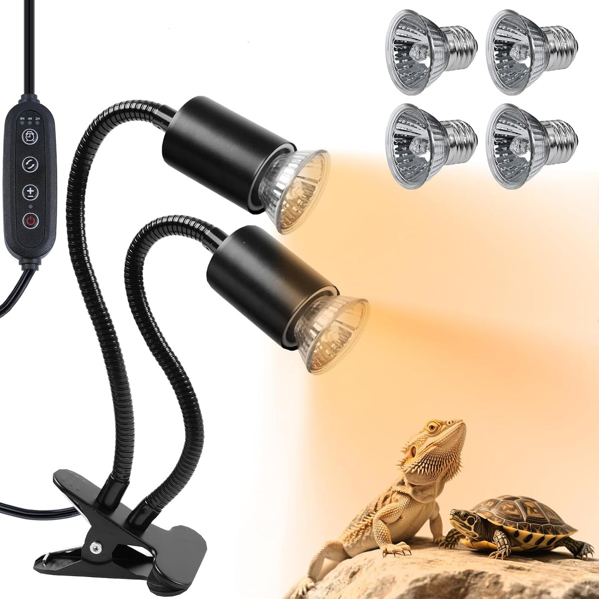 LUCKY HERP Reptile Heat Lamp with Clamp - 25+50