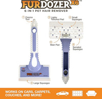 FurDozer X6 Pet Hair Remover & Auto Detailing Tool - Cat & Dog Hair Remover for Carpets, Car Interiors, Couches, Bedding, & Furniture - Reusable Pet Hair Removal Tool for Fur & Lint (Purple, 2-Pack)
