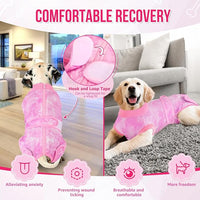 Lukovee Recovery Suit for Dogs, Zipper On Recovery Suit for Female Male Dog, Onesie Abdominal Wounds Cone E-Collar Alternative Prevent Licking Spay Recovery Suit (X-Small, Pink Tie-dye)