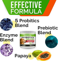 StrellaLab Dog Probiotics Treats for Picky Eaters - Digestive Enzymes + Prebiotics - Chewable Fiber Supplement - Allergy, Diarrhea, Gas, Constipation, Upset Stomach Relief - Improve Digestion&Immunit
