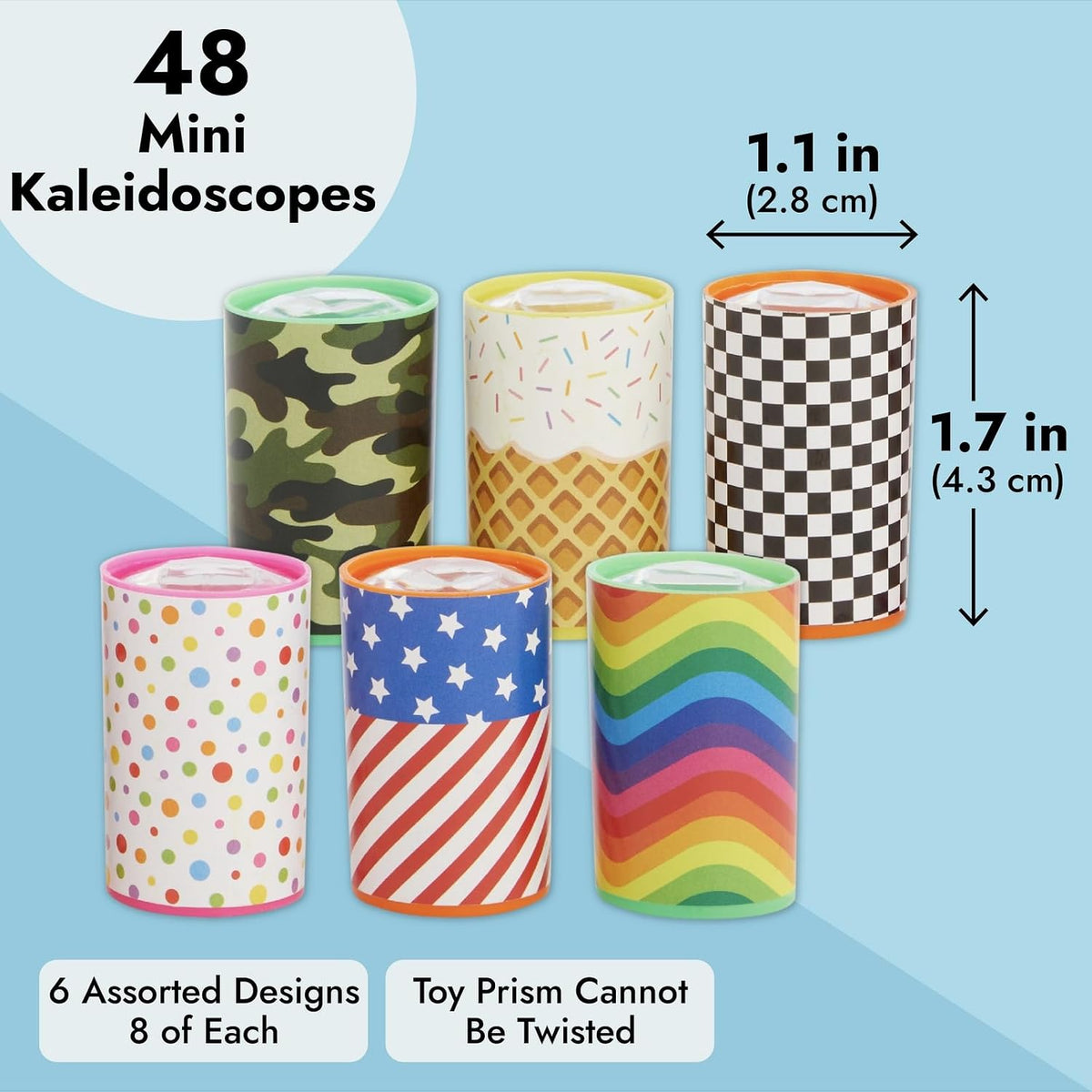 Blue Panda 48-pack mini kaleidoscopes for kids in six colorful designs - view 4