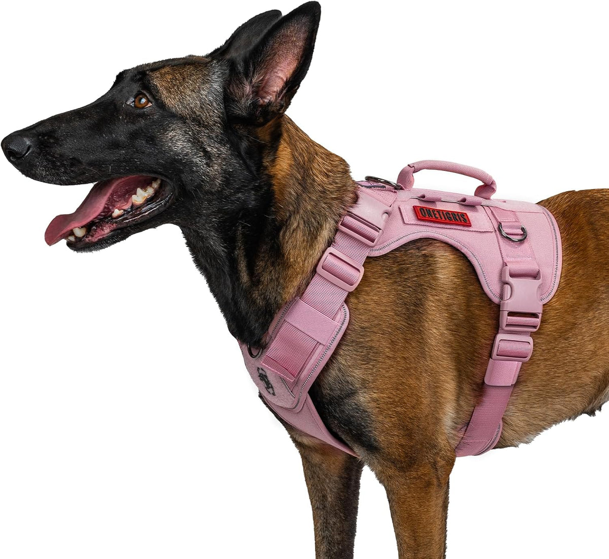 OneTigris No Pull Tactical Dog Harness for Medium Large Dogs – Essentials for Dogs - Pink / XL: (N:20"-29", C:31"-40", B.L:11.5", L.L:14.5")