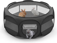 Small Animals Playpen, Waterproof Pet Tent with Zippered Top - Black