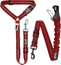 Lukovee Dog Seat Belt, 3-in-1 Headrest & Seatbelt Clip & Latch, 2 Pack – Essentials for Dogs - Red / A- Headrest with Clip + 2 in 1 Seat Belt