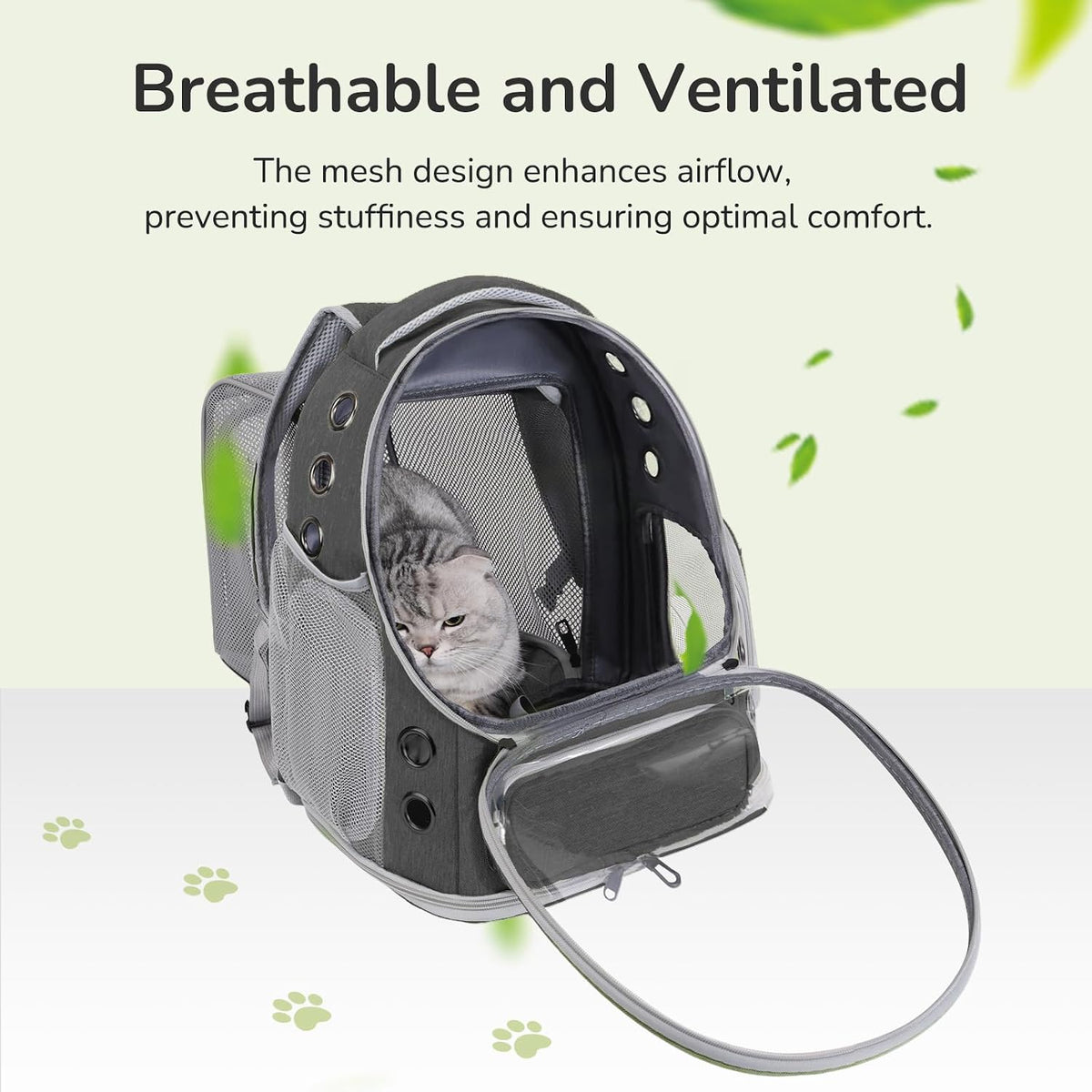 Cat Backpack Carrier for Cats and Small Dogs - Grey / X-Large - image 3
