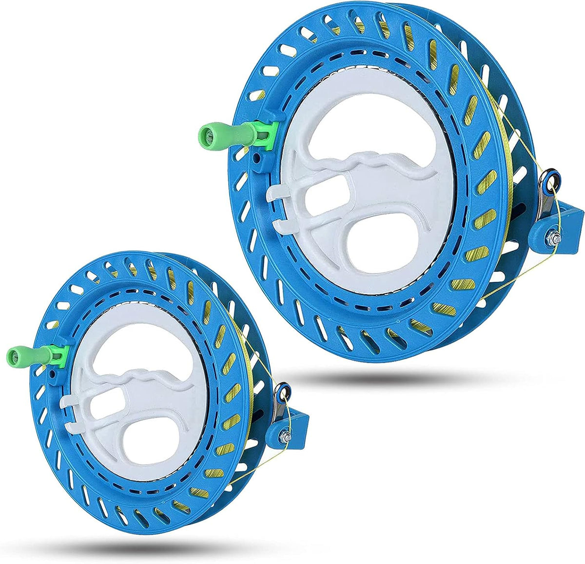 Two kite reel winders with 1000 ft line and lockable swivel crank handles