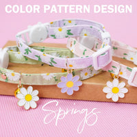 Cat Collar Breakaway, Soft Kitten Collar with Bell, Daisy - Daisy (Pack of 3) - image 2