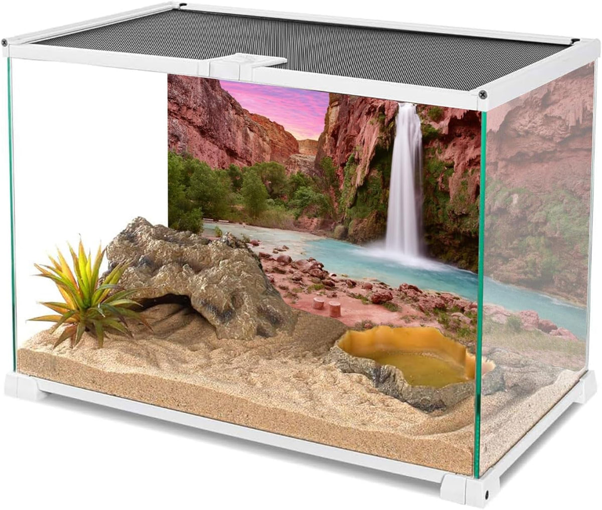 48x24 in Reptile Habitat Background Mountain Waterfall Terrarium - 48x20in/120x50cm - image 3