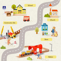 Giant bean 72PCS Fire Station Wooden Train Track Electric Train Set – Fun for Kids & Family - Modern City train set - image 2