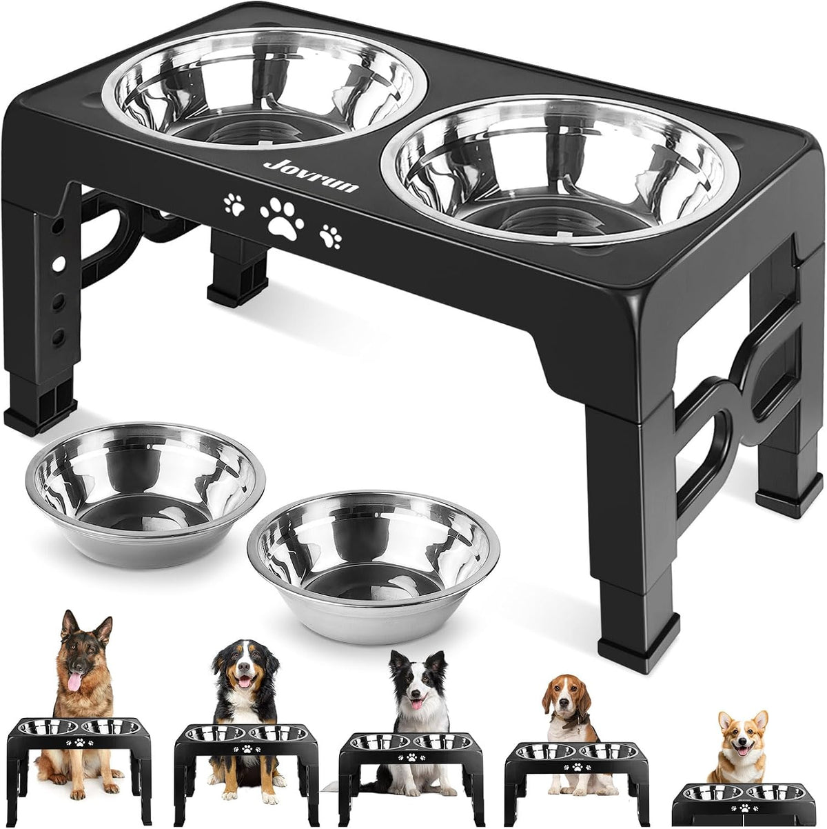 Elevated Dog Bowls for Medium Large Size Dogs - Black / Medium Large / 2 Basic Bowls