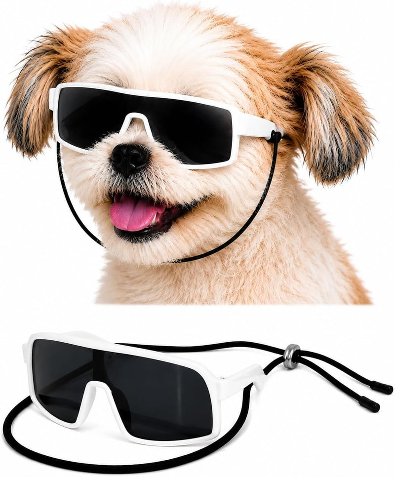 G029 Small Dog Breed up to 15lbs Cat Pet Aviator Sunglasses Glasses – Essentials for Dogs - S, 8-18 lbs, Sport Turbo White