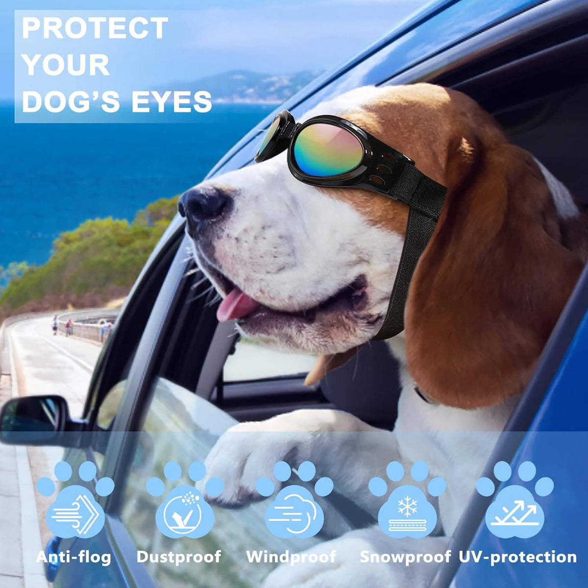 QUMY Dog Sunglasses Dog Goggles for Medium Large Breed Dogs Eye - Pink - image 3