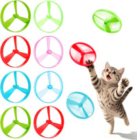 Cat Toy Disc Launcher, Rechargeable Interactive Cat Fetch Toy Launcher with 8 Flying Discs, Flying - 8Pcs Flying Discs