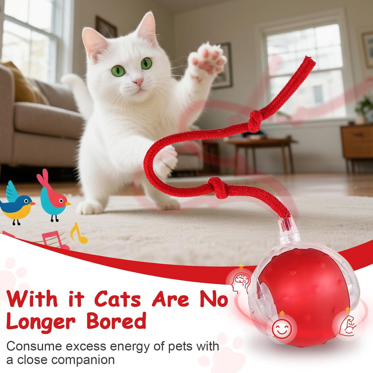 Interactive Cat Toys Smart Ball for Cats & Dogs! Now with 2 Rapid - Yellow＆Orange - image 2