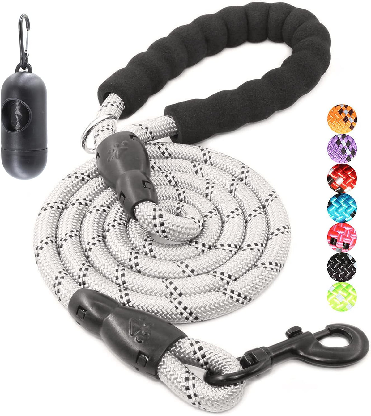 2/4/5/6 FT Dog Leash with Comfortable Padded Handle and Highly - 1/2'' x 6 FT / Silver