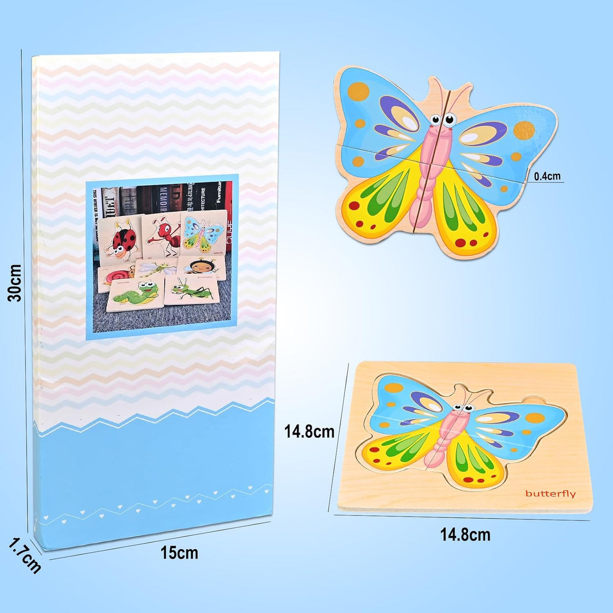 8pcs Wooden Puzzles for Toddlers 1-3, Toddler Puzzles Ages 2-4 – Fun for Kids & Family - Insect Animals - image 2