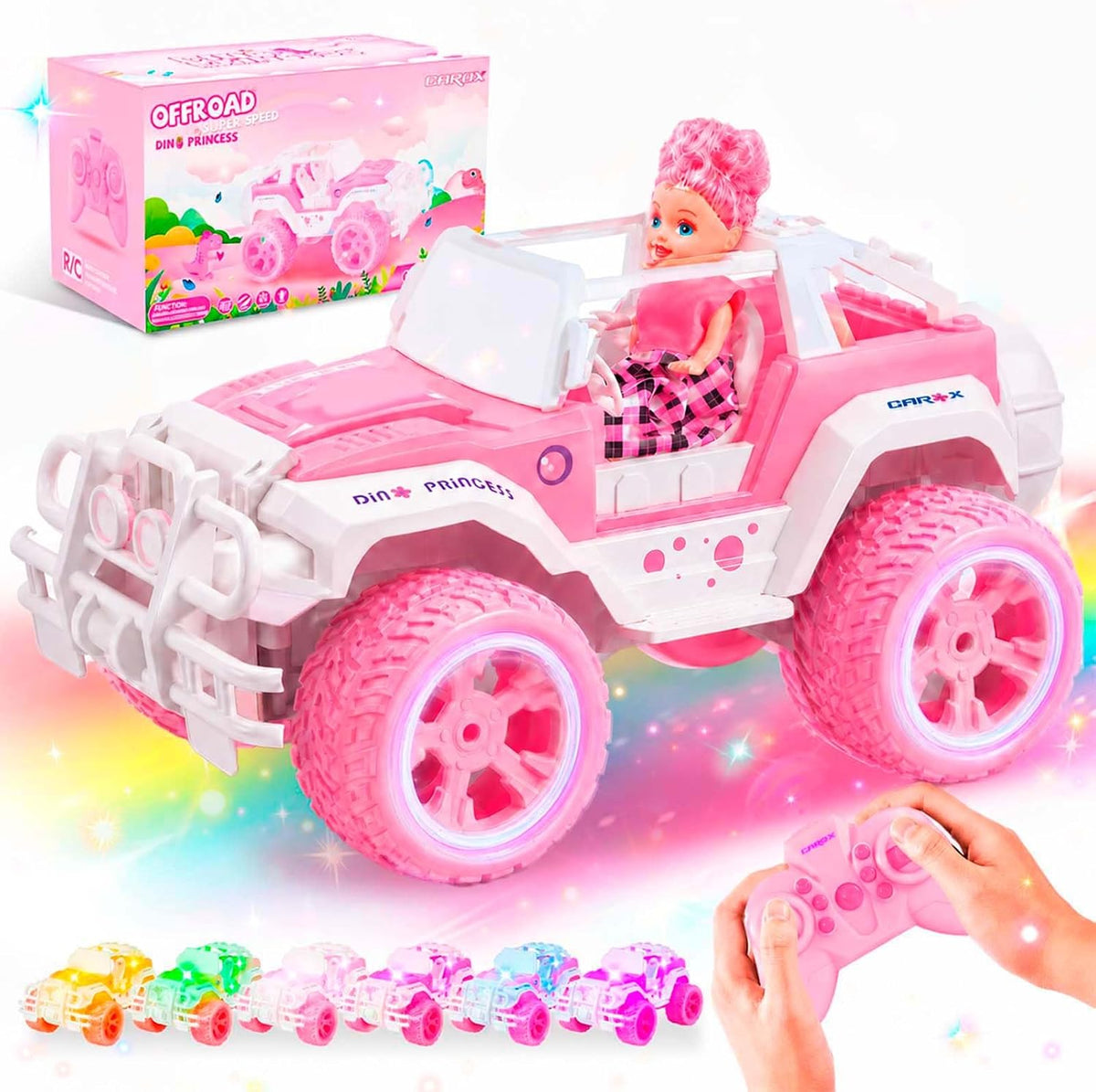 Carox Pink Remote Control Car, RC Cars for Girls - Pink & White
