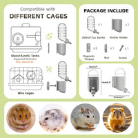 Hamster Water Bottle with Magnetic Holder - Grey / 7 oz (Magnetic-Mounted) - image 3